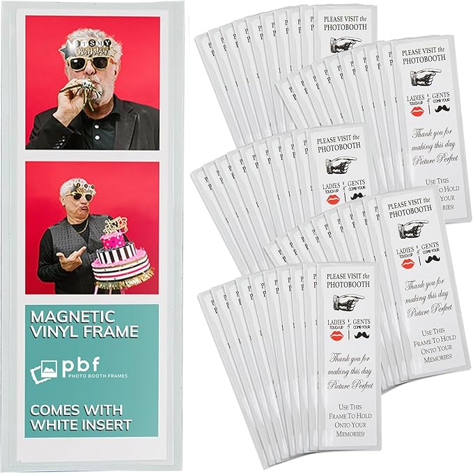 pbf PHOTO BOOTH FRAMES 2x6 Magnetic Picture Frames for Refrigerator | 2 x 6 Clear Magnetic Vinyl Frames for Photo Strips for Fridge (100-Pack)