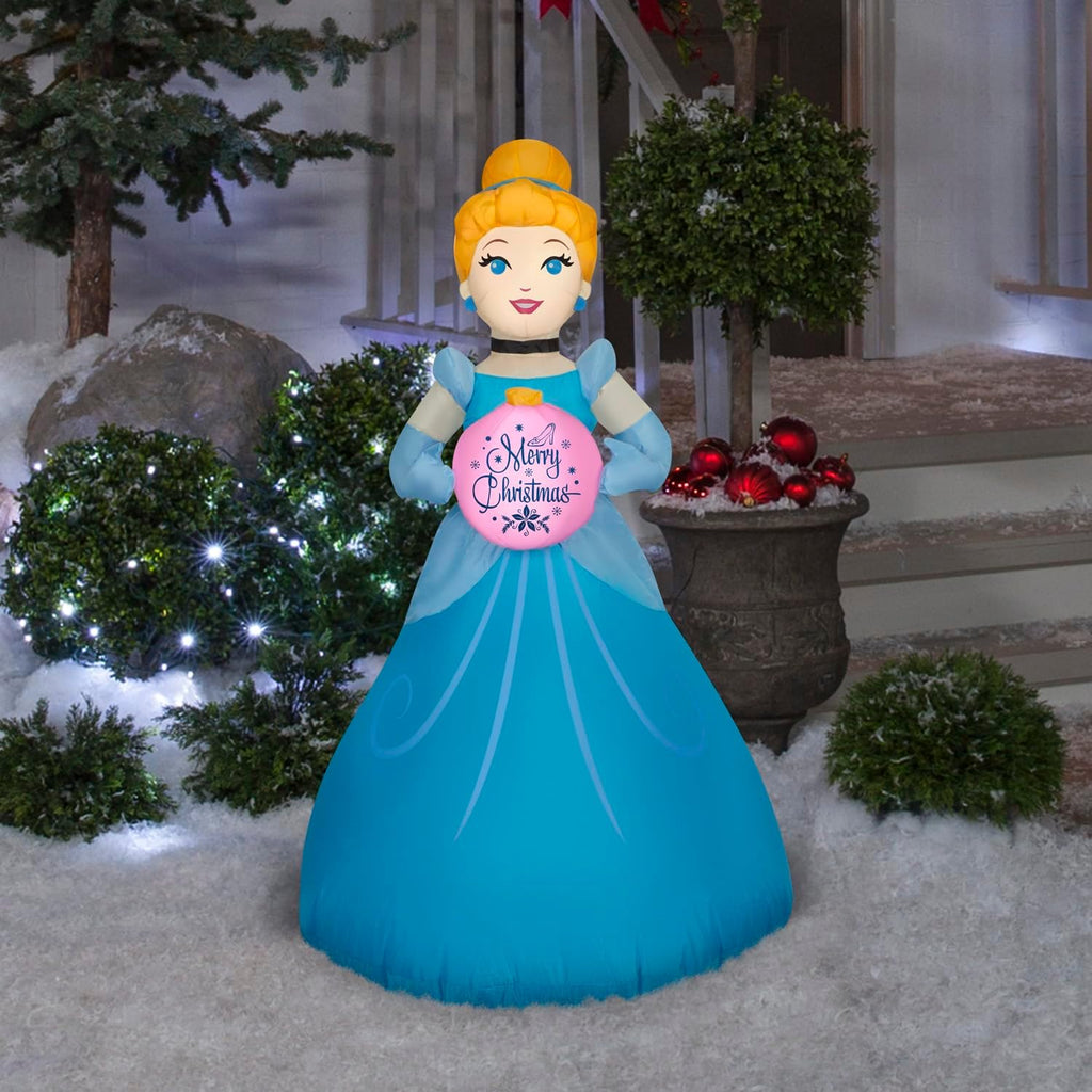 gemmy christmas inflatable cinderella with ornament, 3.5 ft shown in use