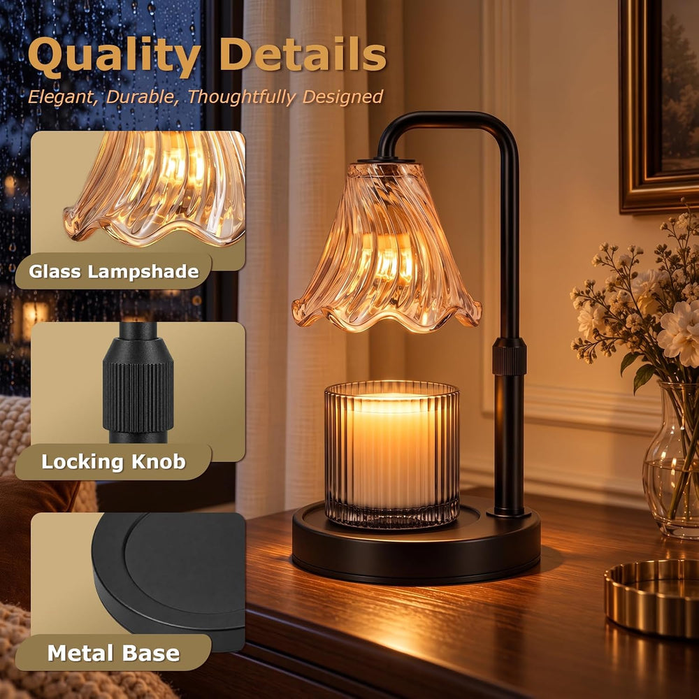 Candle Warmer Lamp with Timer Dimmer, Height Adjustable with 2 Bulbs