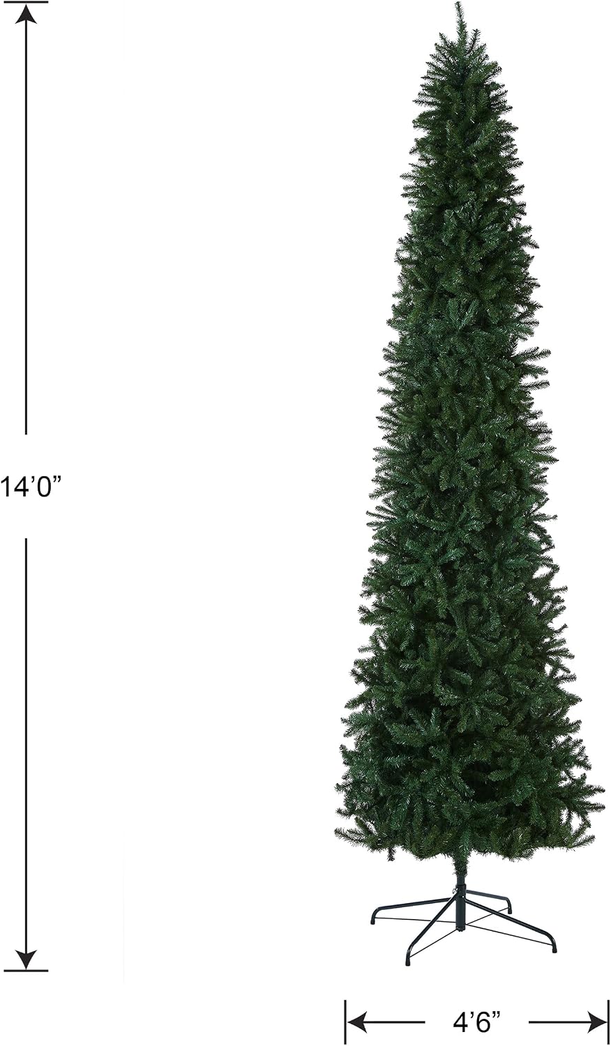 national tree company 14ft unlit kingswood fir slim showing dimensions