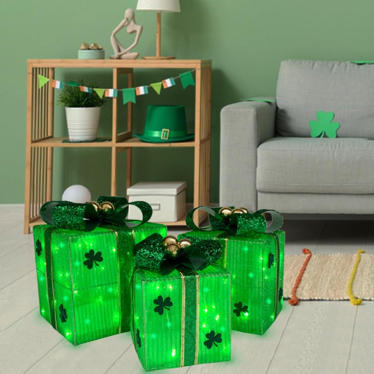 christmas lighted gift boxes set of 3, christmas, package contents