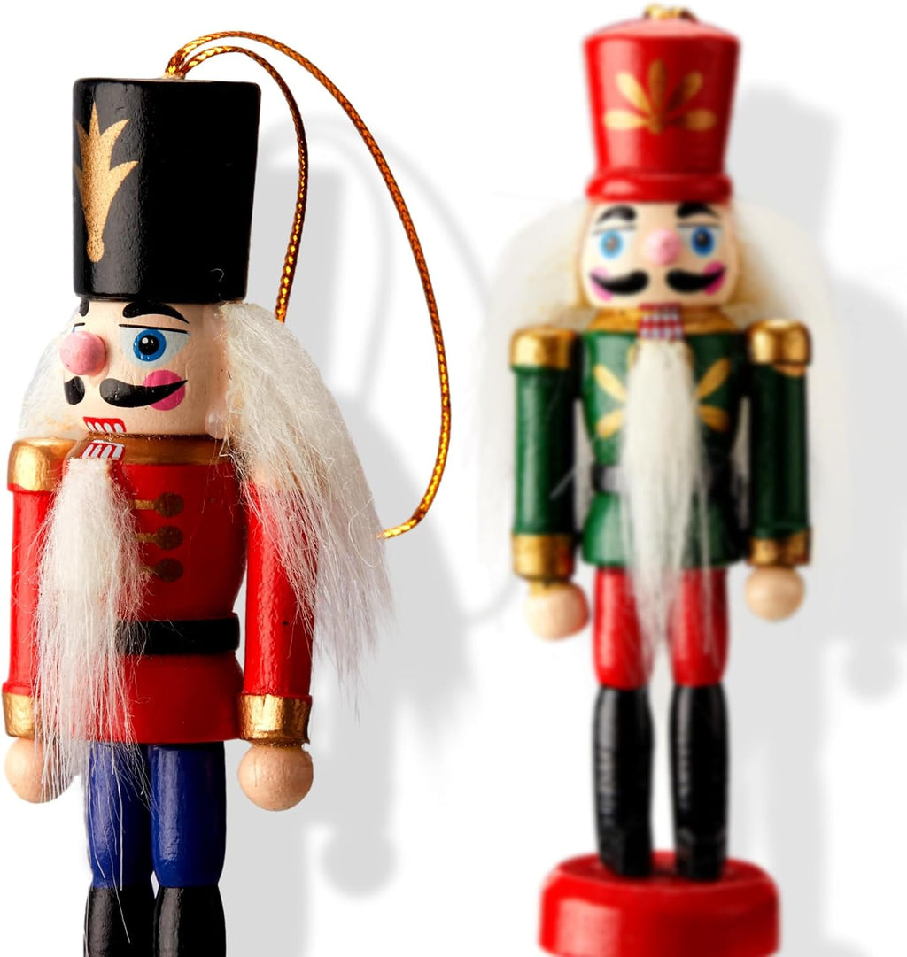 aoriher 24 pcs christmas nutcracker ornament small wooden, side view
