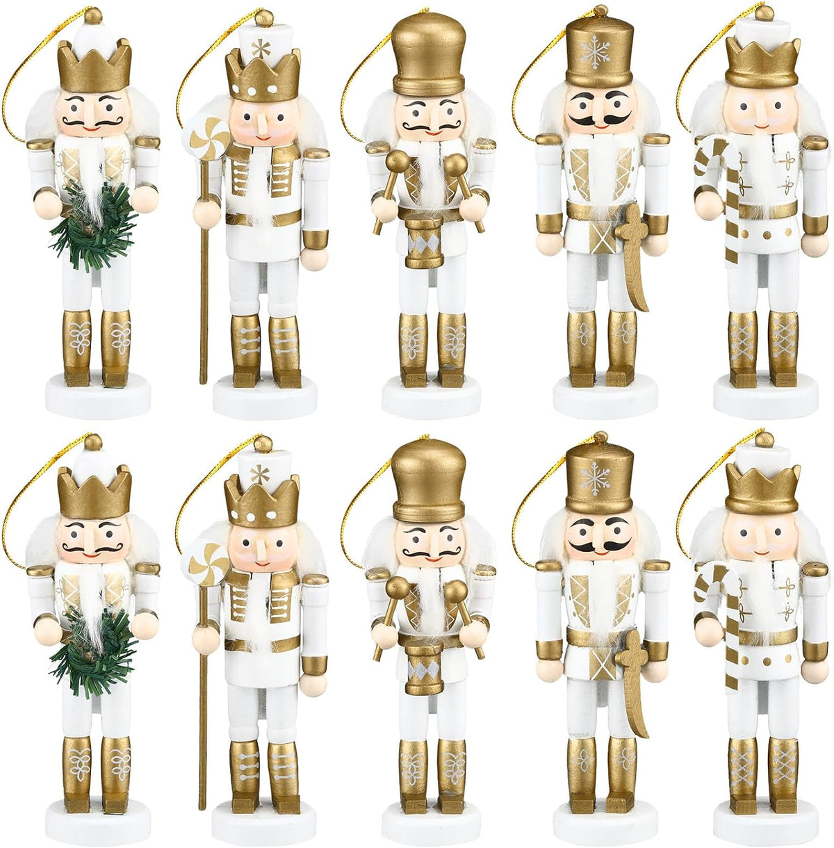 Jetec 10 Pcs Christmas Nutcracker Ornaments, Delicate Style