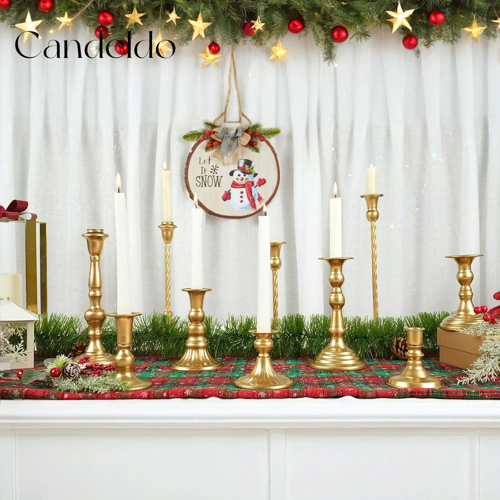 Candeldo Gold Candle Holders Set of 10, Table Centerpiece, Wedding Decor