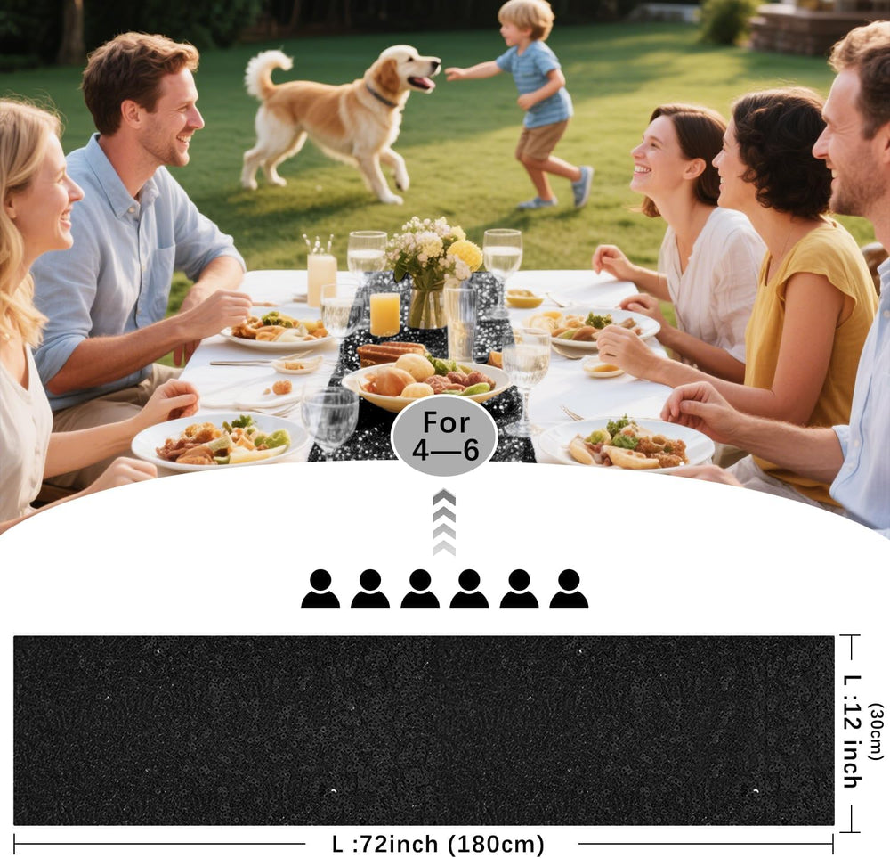 10 Packs 12 x 72 inches Black Sequin Table Runner