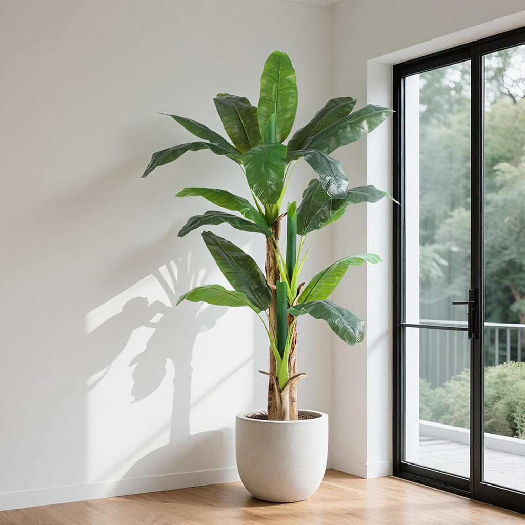 6ft extra tall artificial banana tree, fake banana shown in use
