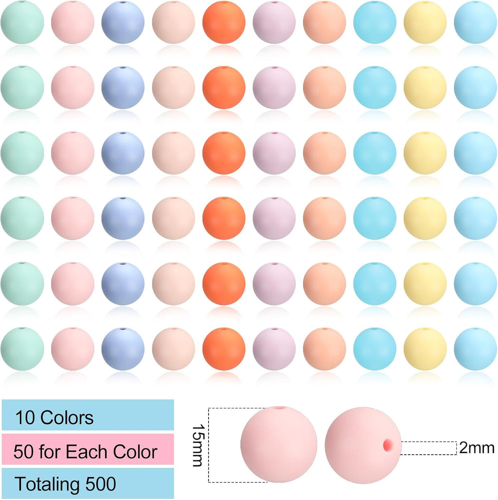 lyrow 500 pcs round silicone beads colorful 15 shown in use