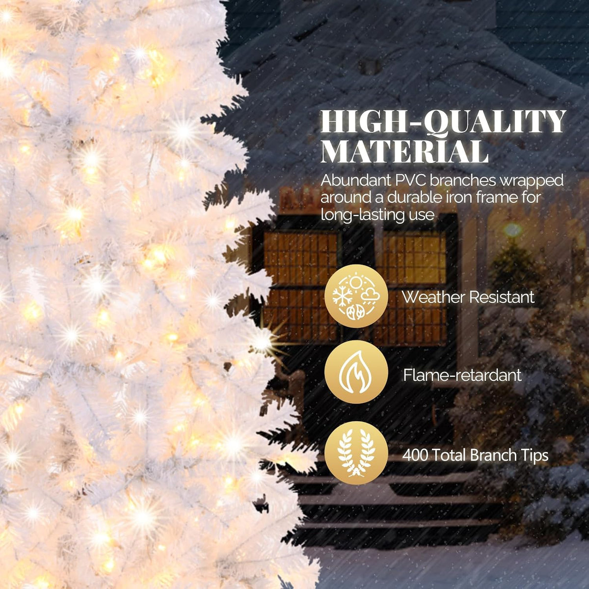 vingli 6 ft pre-lit skinny white christmas tree, package contents