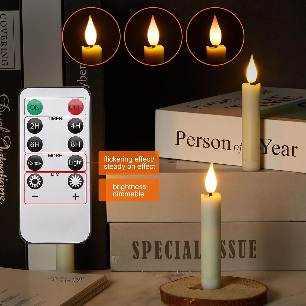 IMAGE 3.8 Inch Flameless Taper Candles with Remote, 12 Pack Battery Operated ...