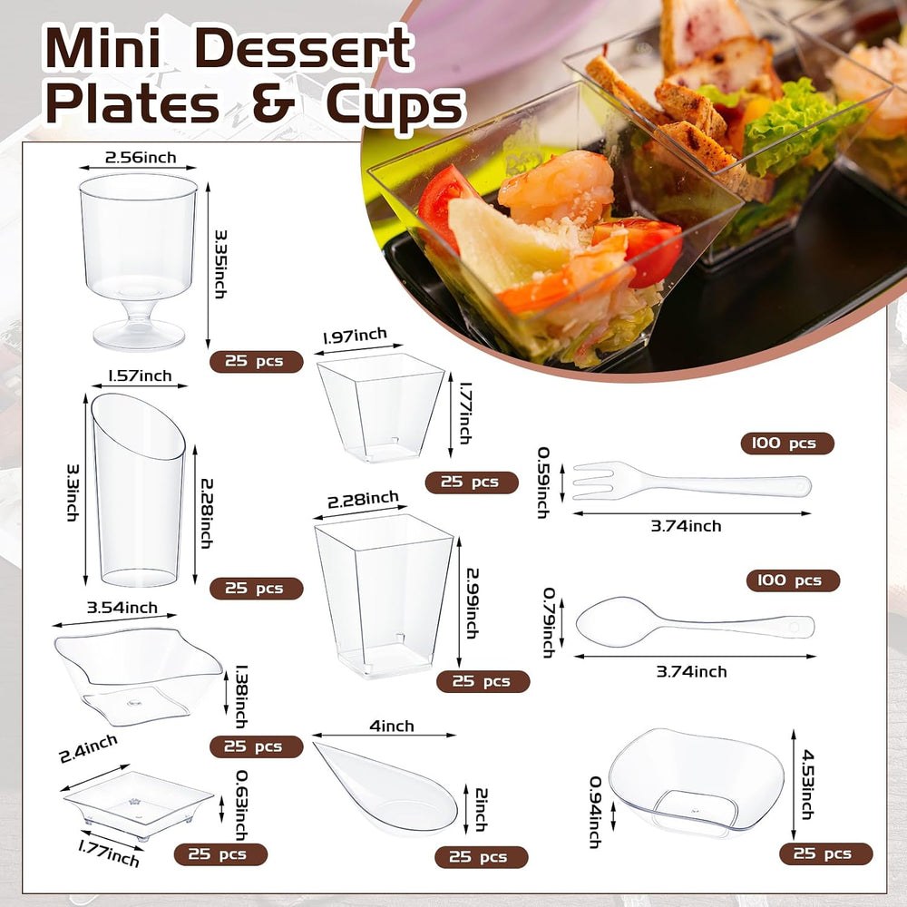 Tessco for you 400 Pcs Mini Appetizer Plates Dessert Cups, Clear