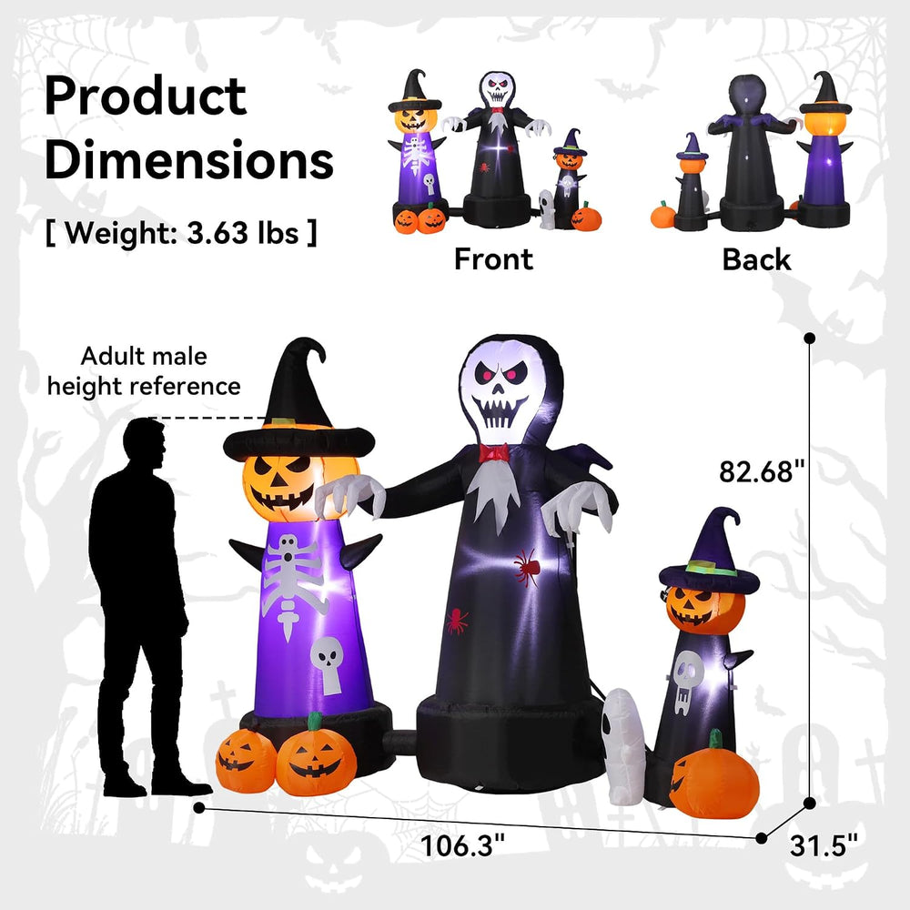 9FT Halloween Inflatables 7-in-1 Outdoor Yard Decoration with LED Lights