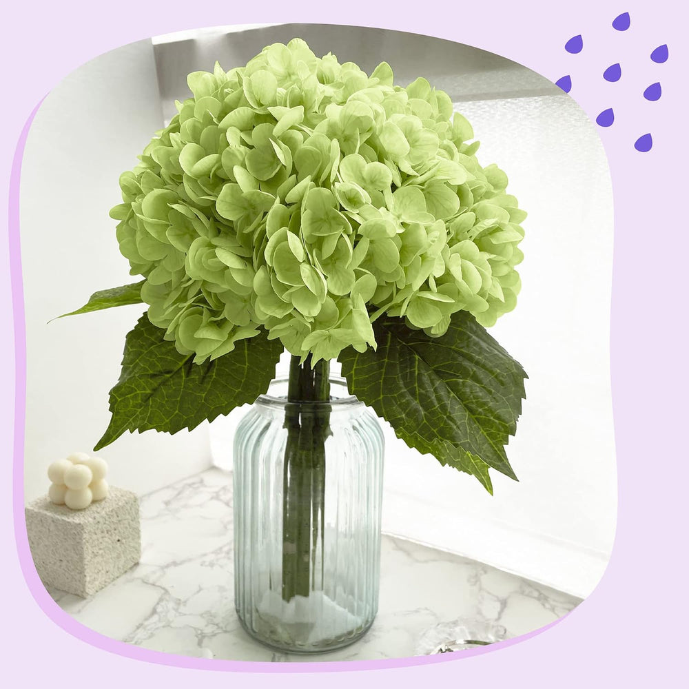 Yatim 21In Bottle Green Artificial Hydrangea Flowers with Stems 5 Pcs