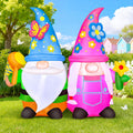KOOY 4FT Spring Easter Inflatable Gnomes Outdoor Decoration, Blow Up Gnomes Garden Yard Decor with Flowers, Built-in LED Lights for Spring Summer Easter Yard Garden Lawn Party