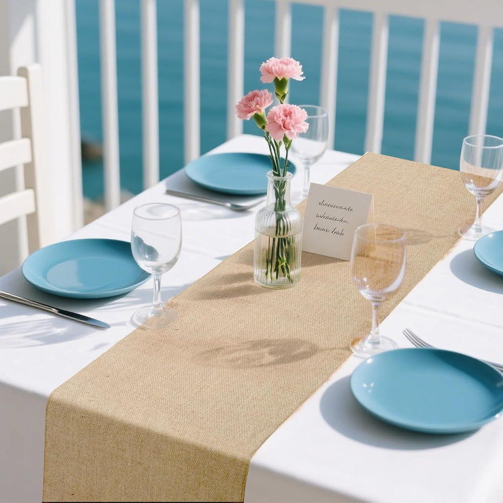 13 Pack Burlap Table Runners 12 x 108 Inches Farmhouse Jute Runner Rustic Bur...