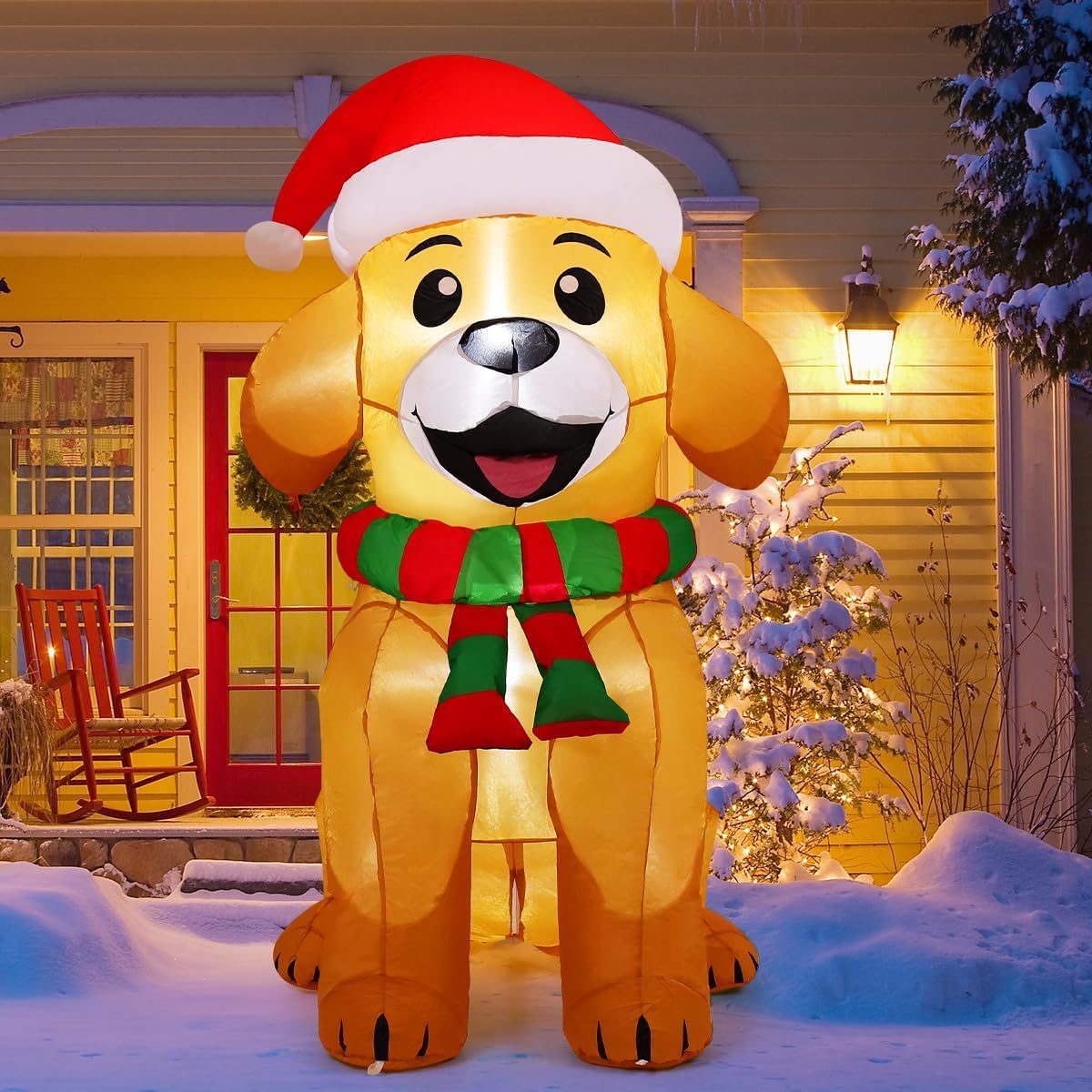 COMIN 5 FT Christmas Inflatables Dog Outdoor Yard Decorations