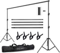 HYJ-INC 12ft x 10ft Photo Video Studio Heavy Duty Adjustable Photography Muslin Backdrop Stand Background Support System Kit with Carry Bag 4 Spring Clamps