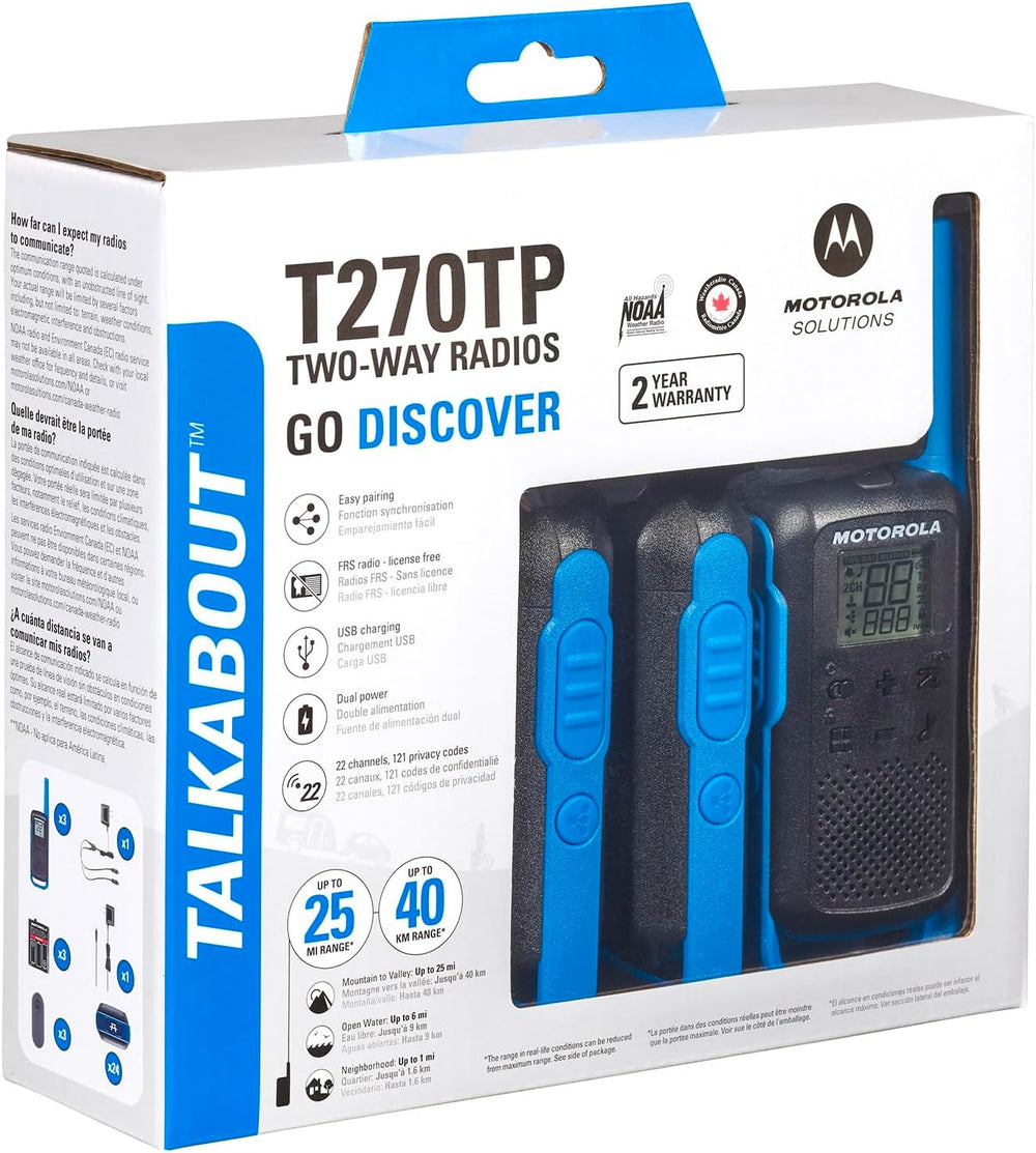 Motorola Solutions, Portable FRS, T270TP, Talkabout, Two-Way Radios, Recharge...