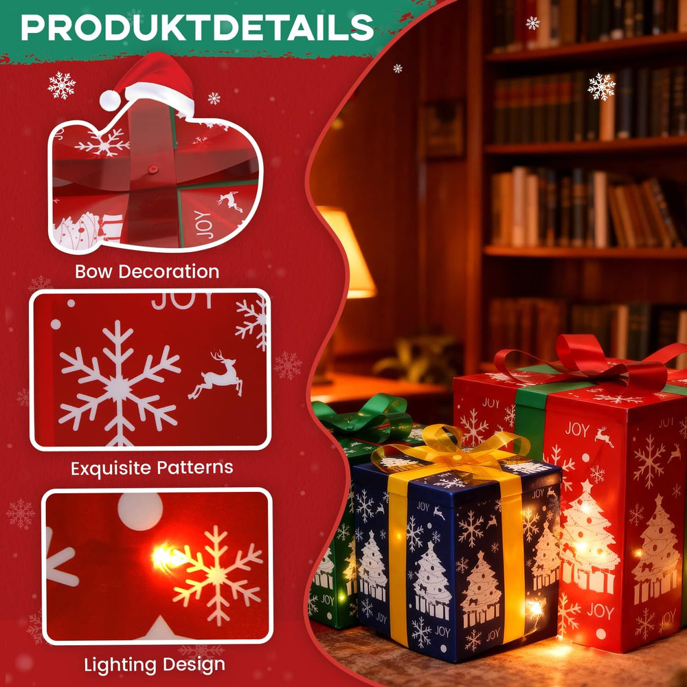 Set of 3 Christmas Lighted Gift Boxes, (3-Piece), Outdoor Christmas Decoratio...