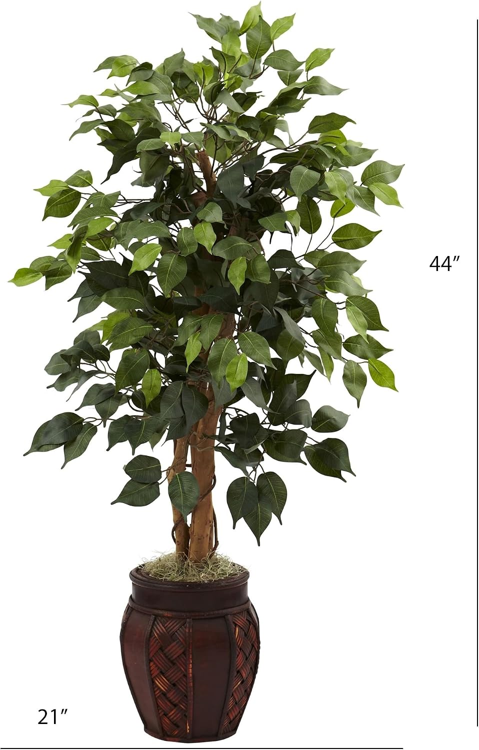 nearly natural 44in. ficus tree with decorative planter shown in use