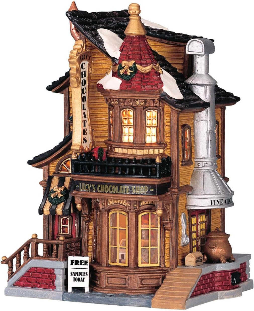 lemax christmas village lucys chocolate shop battery operated, side view