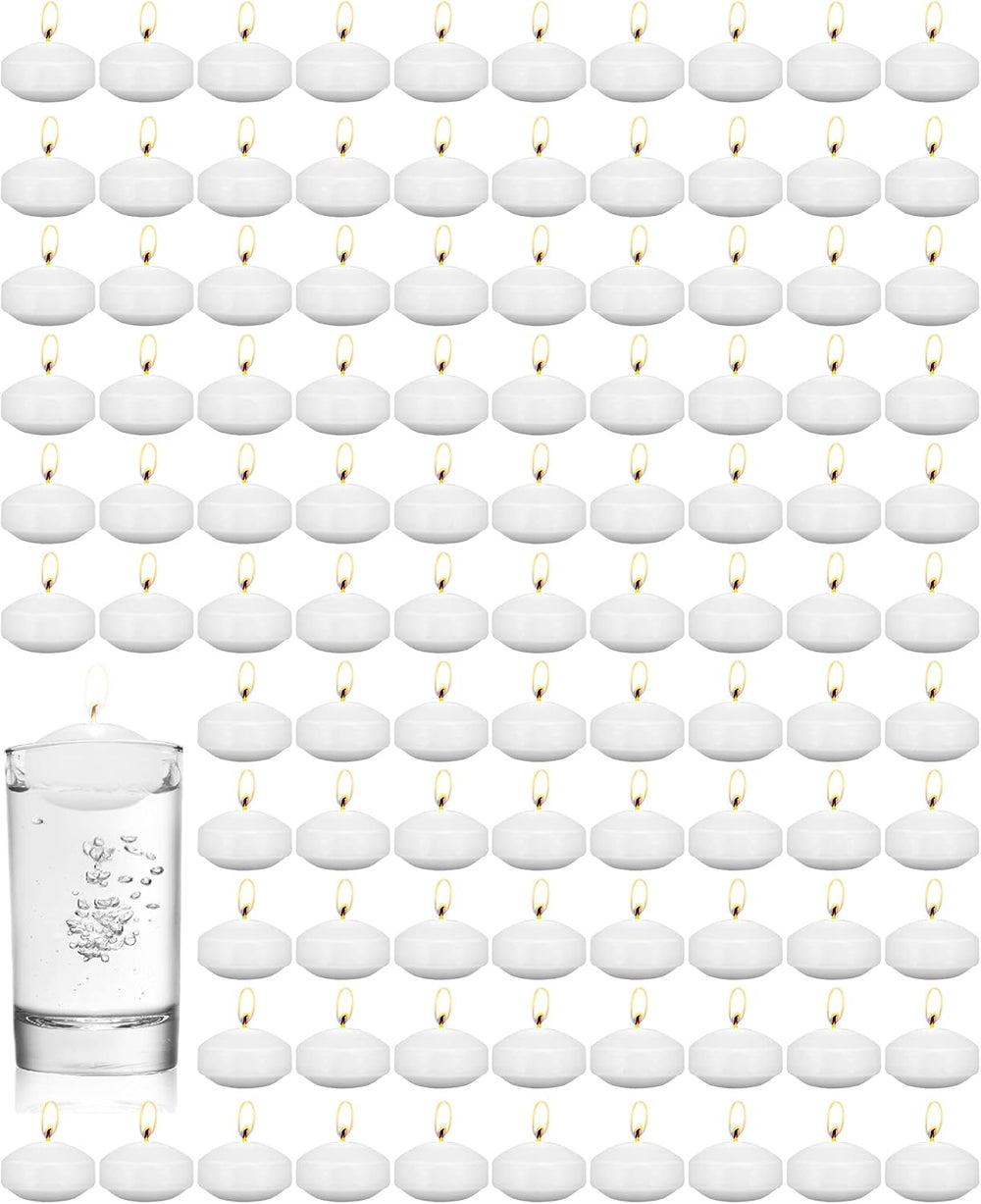Treela 80 Pcs 1.73 Inch Unscented Floating Candles, White