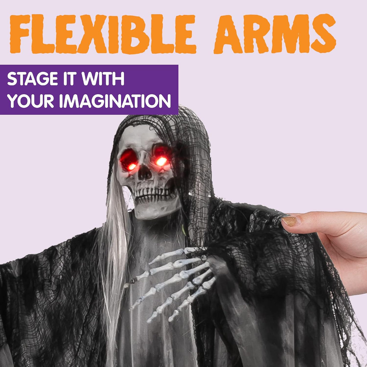 JOYIN Halloween Animated Hanging Grim Reaper Outdoor Decorations with Voice Control Glowing Eyes and Creepy Sound, Halloween Decoration for Haunted House Prop Graveyard Lawn Indoor Party Supplies
