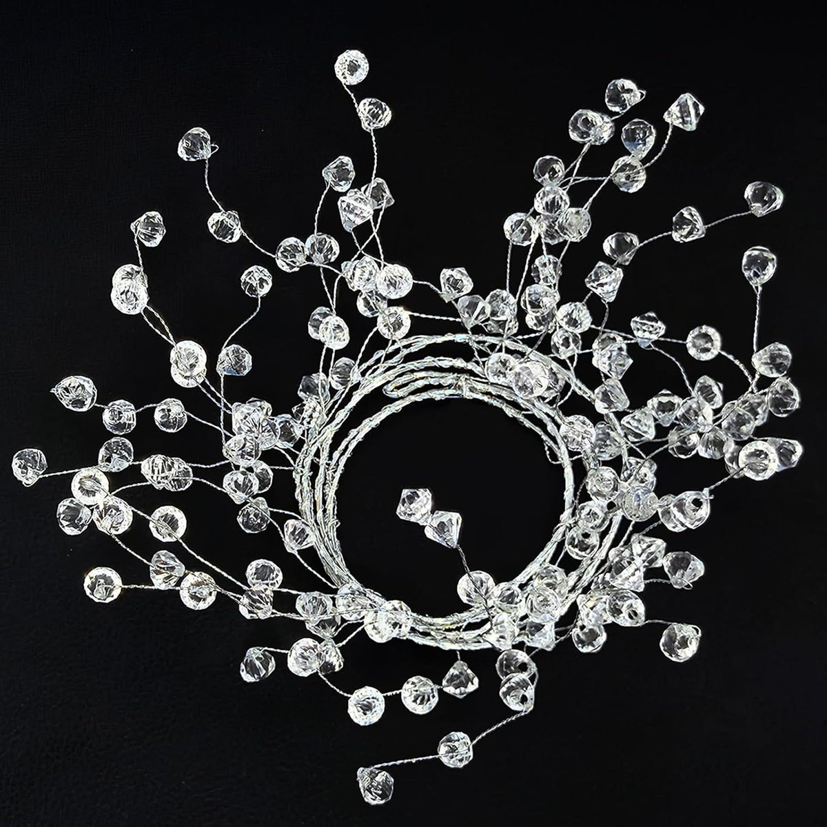 (10 Pack) 47” Clear Diamond Beaded Crystal Christmas Garland - Wire String Acrylic for Christmas Decorations, DIY Wreath Wedding Party Centerpiece Crystal Diamond Branch