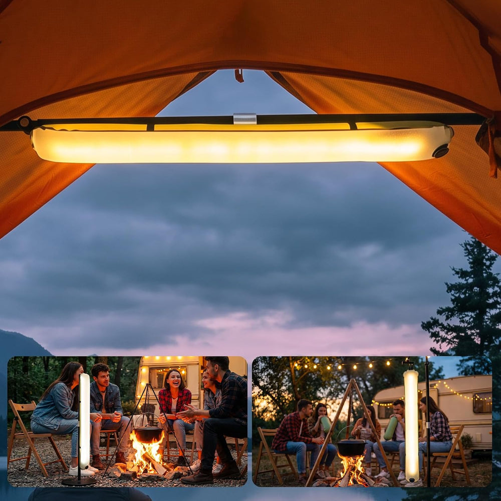 FOUSS 34" RGB Inflatable Solar Camping Lantern, IP66 Waterproof