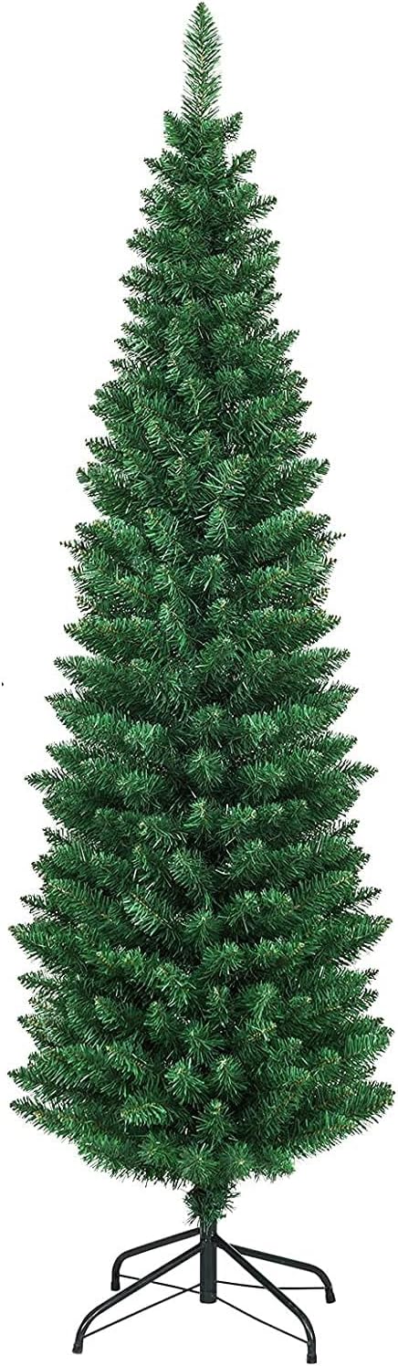 HAPPYGRILL 6FT Pencil Christmas Tree Slim Xmas Tree for Home Outdoor Decorati...