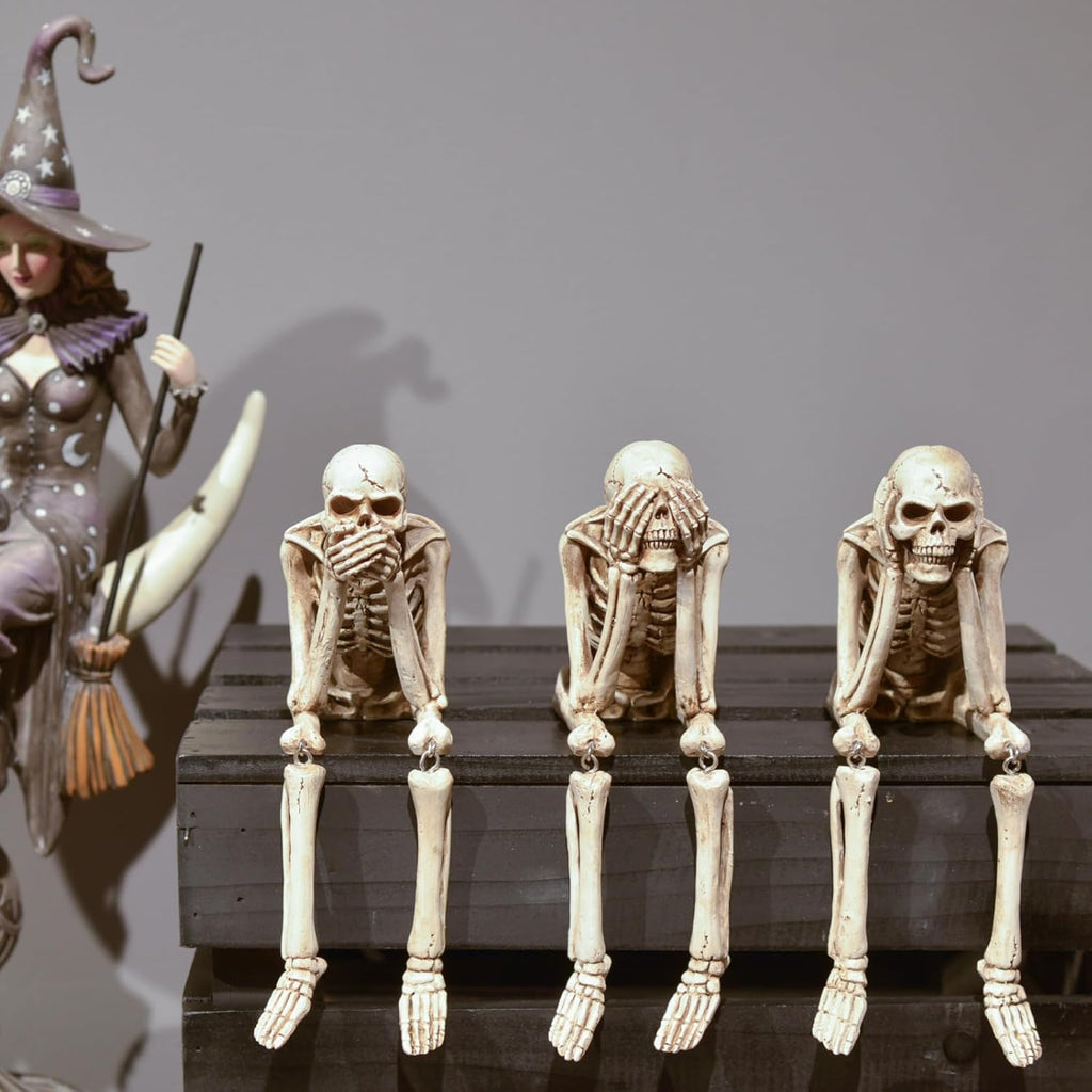 Newman House Studio Skeleton Halloween Decorations Indoor - No Evil Statues