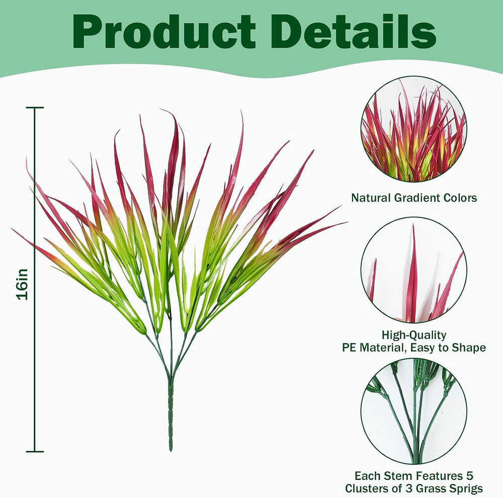 28 Bundles Artificial Outdoor Plants UV Resistant Fake Grass Plants Faux Plas...