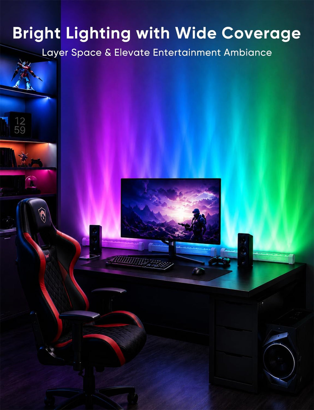 RGBCW Ocean Wave Lights for Room, 15.6 Inch Color Changing Wall Lamp