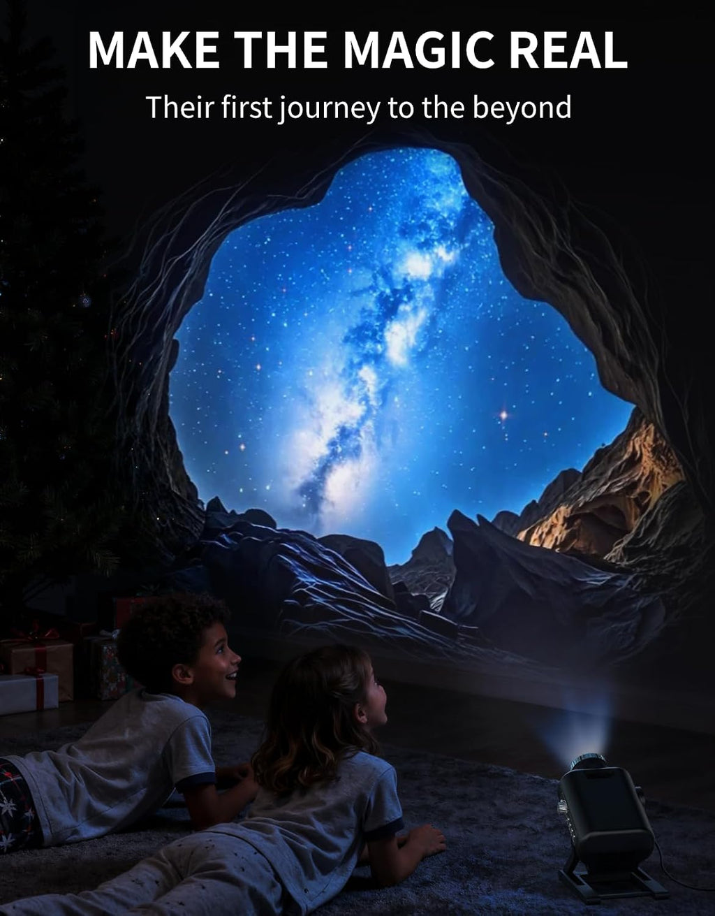 3d galaxy ocean projector, 60-in-1 hd scenes, night, side view