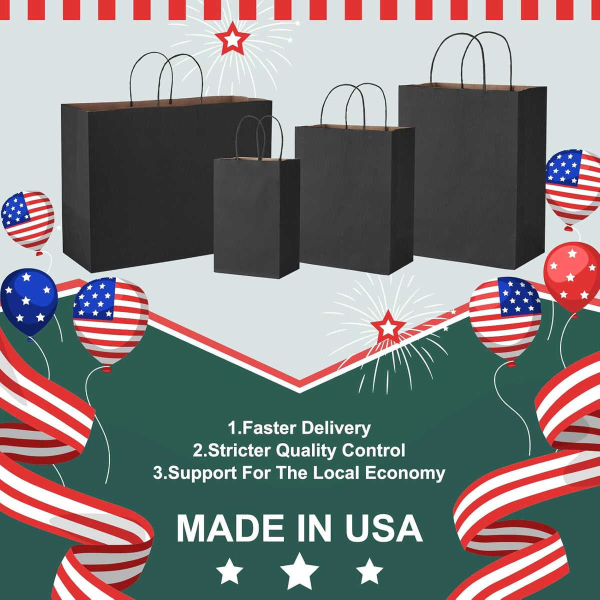 metronic kraft paper gift bags with handles 5.25x3.75x8, side view
