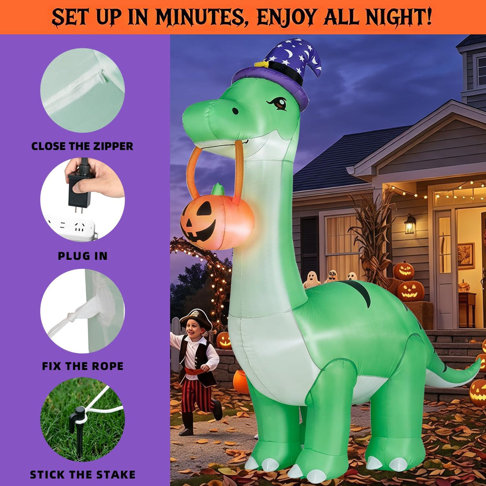 12FT Giant Halloween Decorations Inflatable Dinosaur Outdoor Decor.