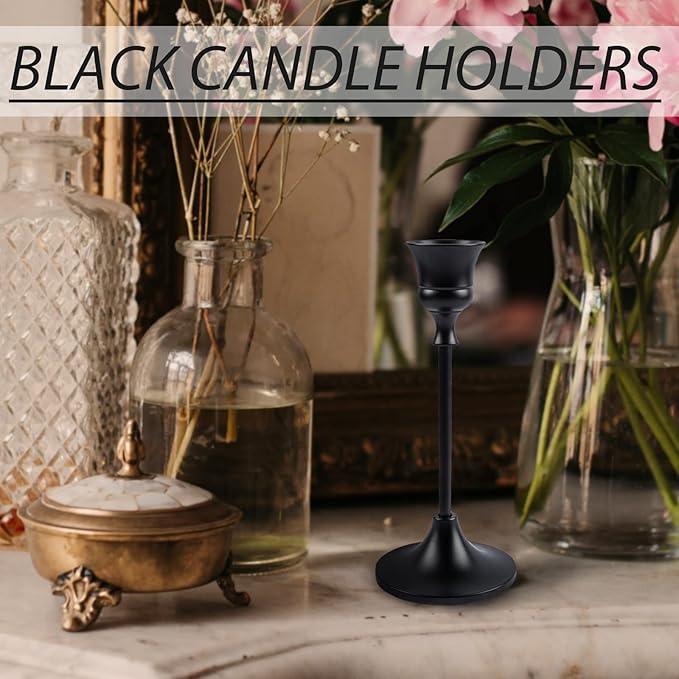 Candlestick Holders,Taper Candle Holder for Candlesticks Black Candelabra Candle Holders Vintage Candle Stick Candle Holder for Fireplace Party Dining Home (Set of 6)