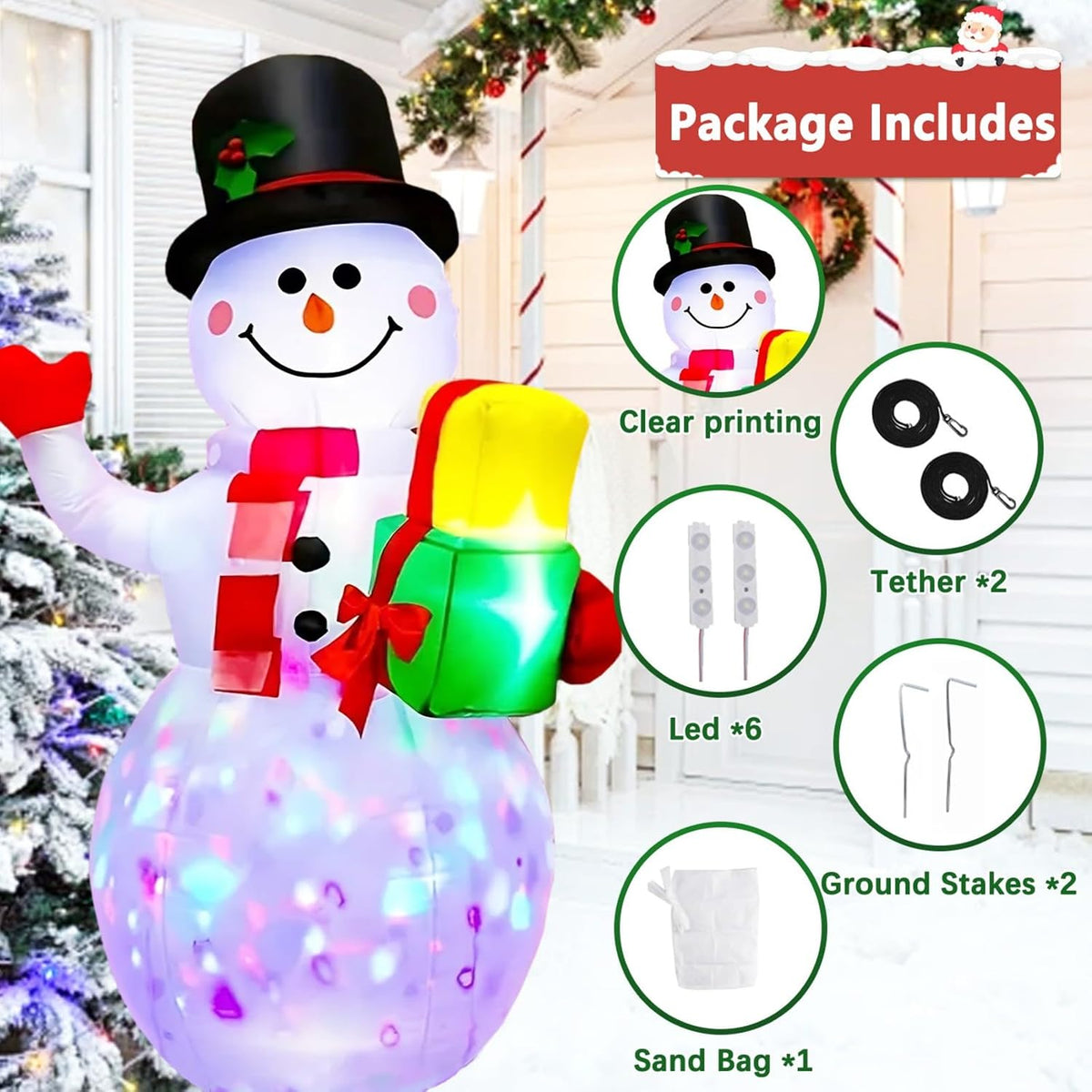 5 FT Christmas Inflatables Snowman Outdoor Decorations, Blow Up Snowman