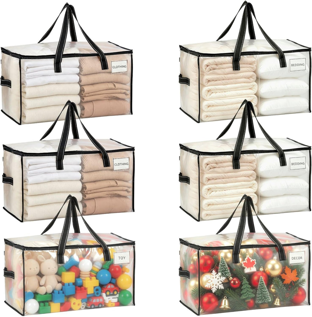 VENO Moving Bags, Storage Bags, Wide Open Top, Clear, 6 Pack