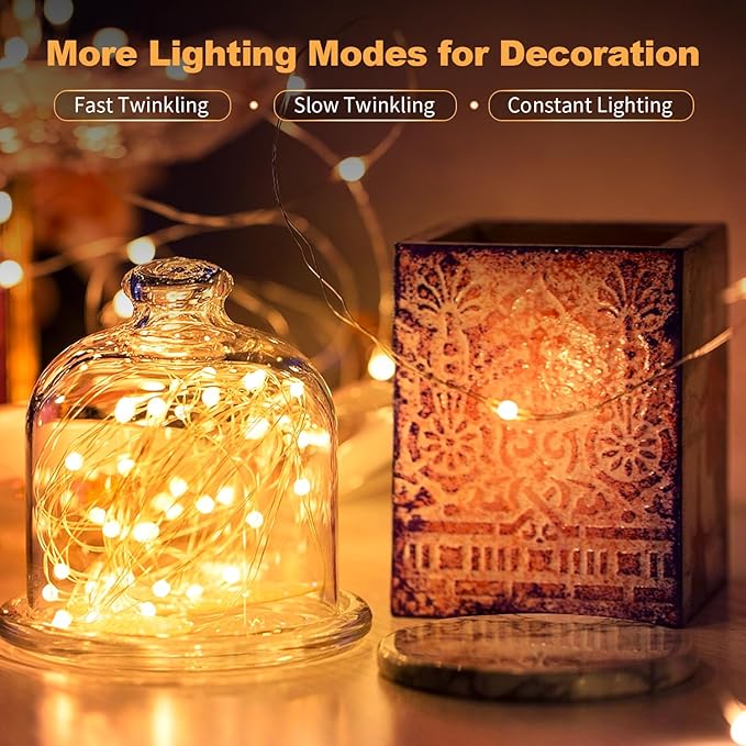 30 Pack LED Fairy Lights Battery Operated,7FT 20 LED Waterproof Mini Twinkle String Lights Battery Powered for Christmas Mason Jars Party,Warm White