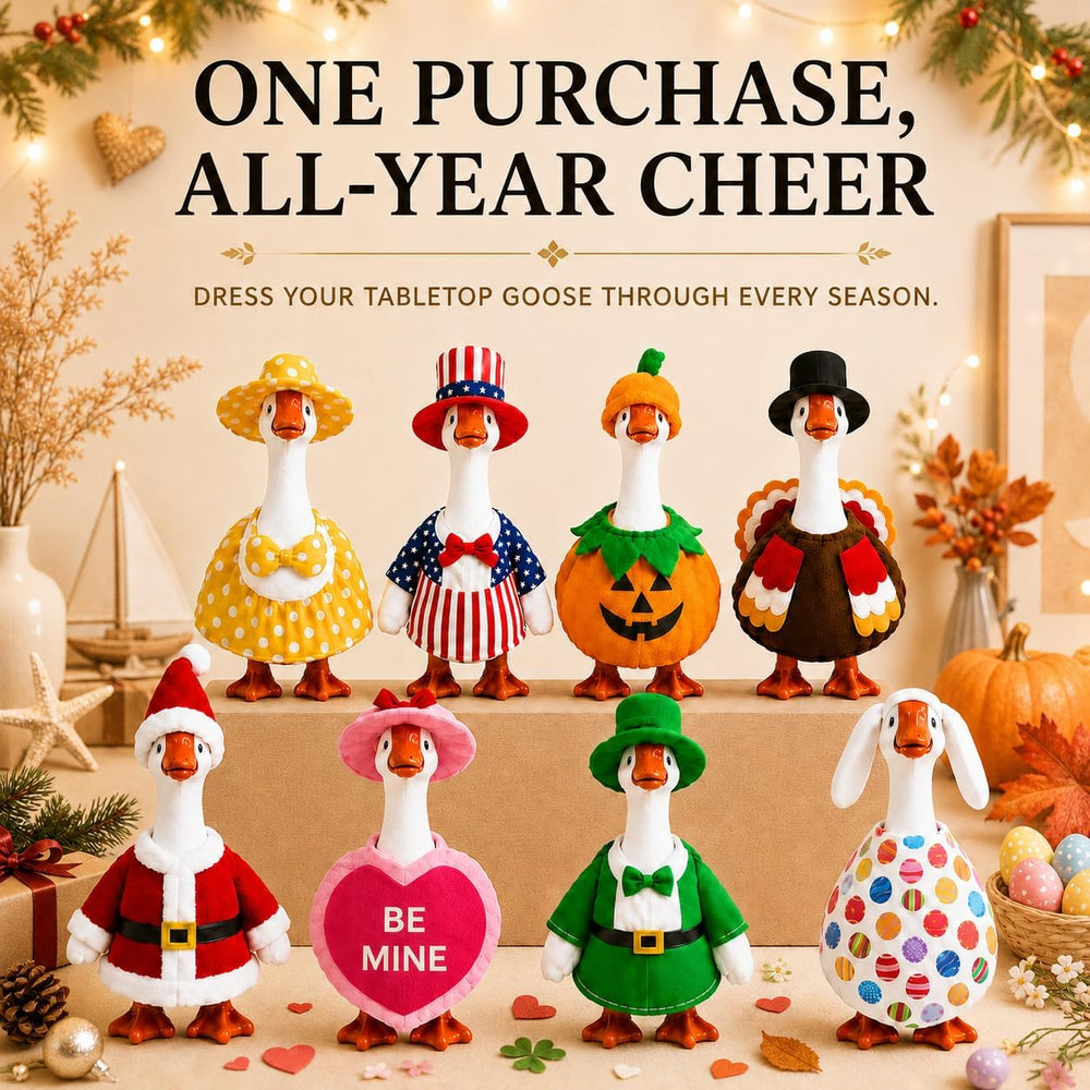 7 Inch Desk Goose Outfits, 8-Pack Seasonal Holiday Clothes
