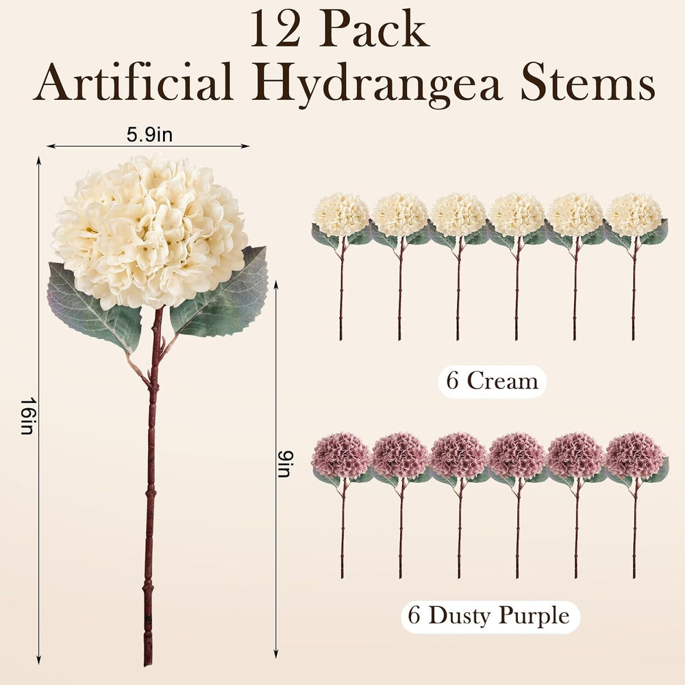 12 Pcs Fall Hydrangea Flowers Artificial Silk Pick for Wreath Vase