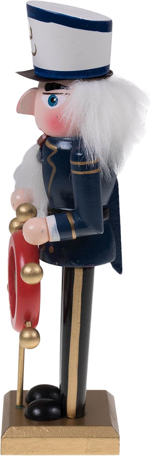 clever creations captain 8 inch traditional wooden nutcracker shown in use