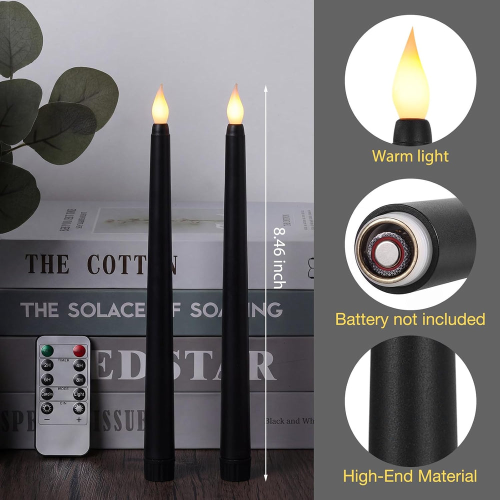 Flameless Flicker Taper Candles Bulk with Remote and Timer, Battery Operated ...