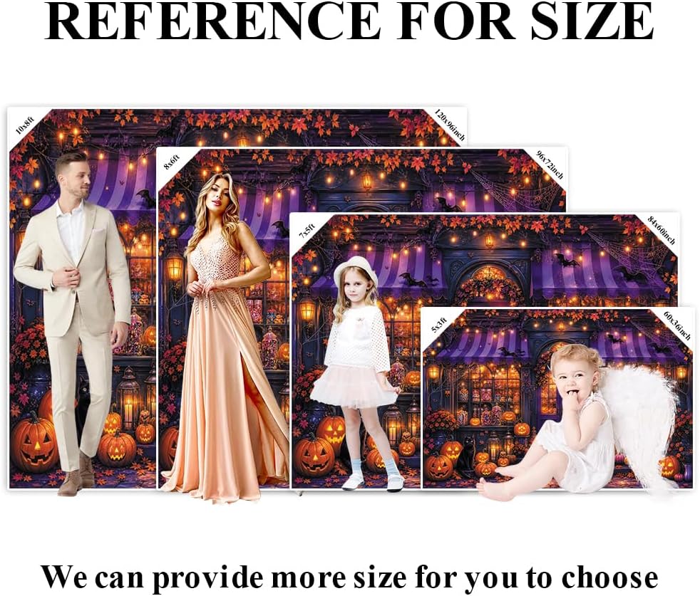 10x8ft Halloween Candy Shop Photography Backdrop Magic Witch Pumpkin Banner