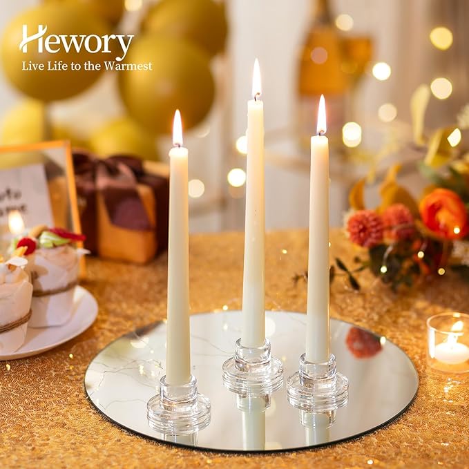 Hewory Glass Taper Candle Holders: 20 PCS Candlestick Holders Clear Short Tapered Candle Holder Set - Candle Stick Holder Decor for Table Centerpiece Wedding Party Advent Christmas Home Decorations