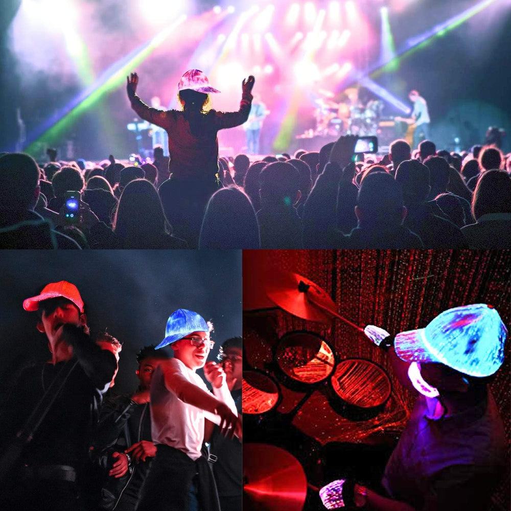 Ruconla Fiber optic cap LED hat with 7 colors luminous glowing EDC baseball h...