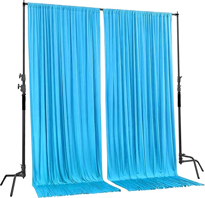AK TRADING CO. 10 feet x 8 feet IFR Polyester Backdrop Drapes Curtains Panels with Rod Pockets - Wedding Ceremony Party Home Window Decorations - Turquoise