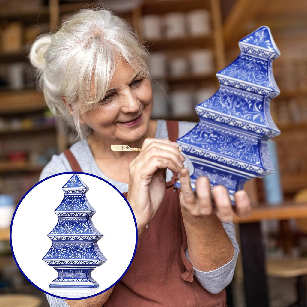 soaoo 3 pcs blue and white christmas ceramic, package contents
