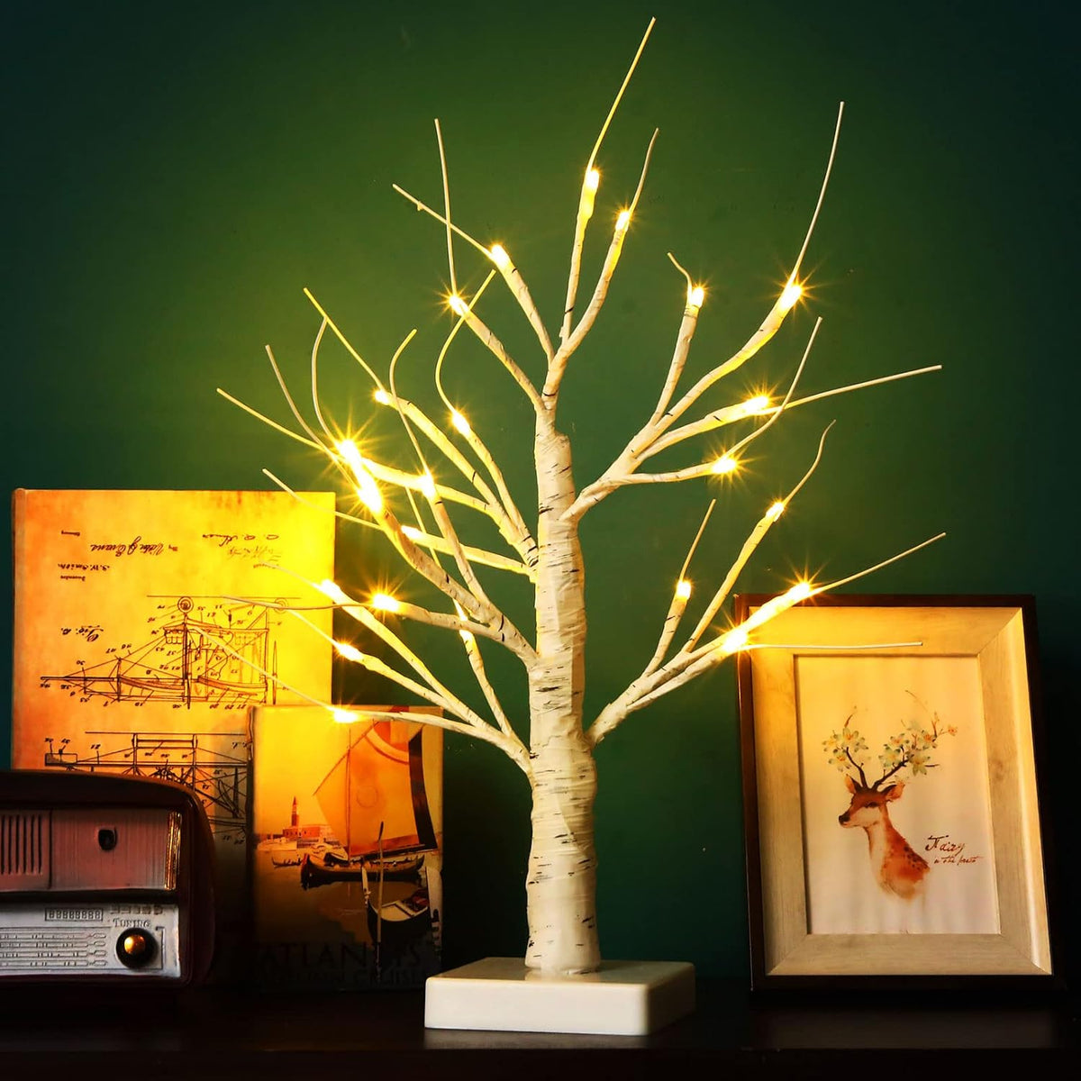 Macarrie 8 Pcs 18 in Lighted Birch Trees Christmas Wedding Decor, White