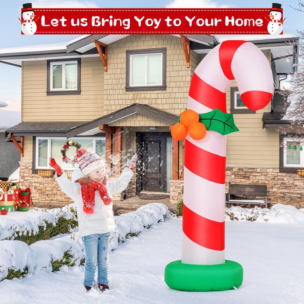 goosh 6 ft christmas inflatables candy cane outdoor showing dimensions